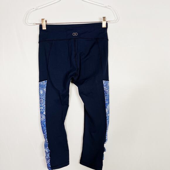 Calia By Carrie Underwood Ocean Inked Printed Crop Leggings Navy Blue Small S - Picture 2 of 9